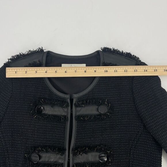 Joie Jacket Women's Small Black Collarless Pockets Long Sleeve Leather - Picture 7 of 9